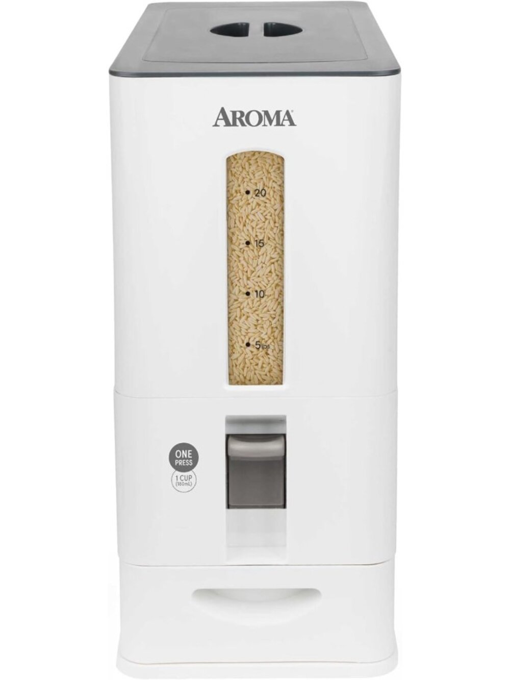 Large 27lbs Rice Dispenser - Airtight Storage Container, 7.25"x16.5"x16.5